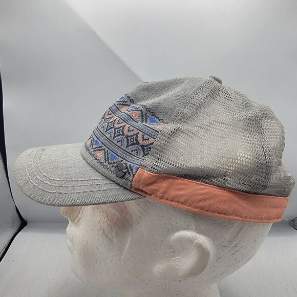 Roxy Womens Gray Trucker Hat Cap Tribal Print Casual Outdoors Comfort Athletic - Picture 2 of 9